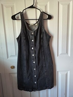 Levi's Black Denim Button-Front Mini Dress